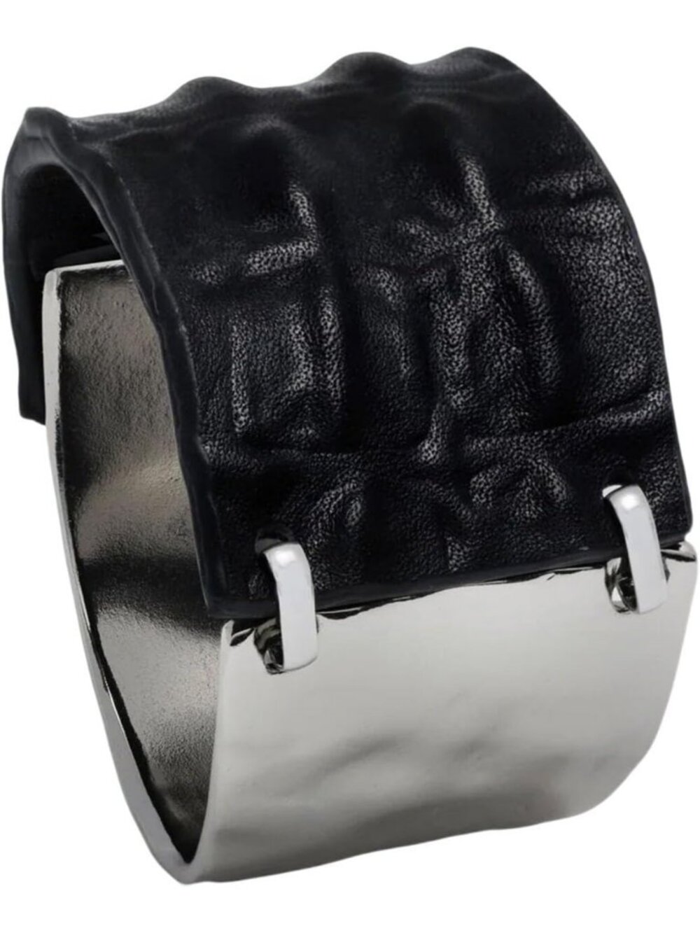 Stylish Black Leather Wrap Bracelet for Women | Chunky Golden Bangle Jewelry